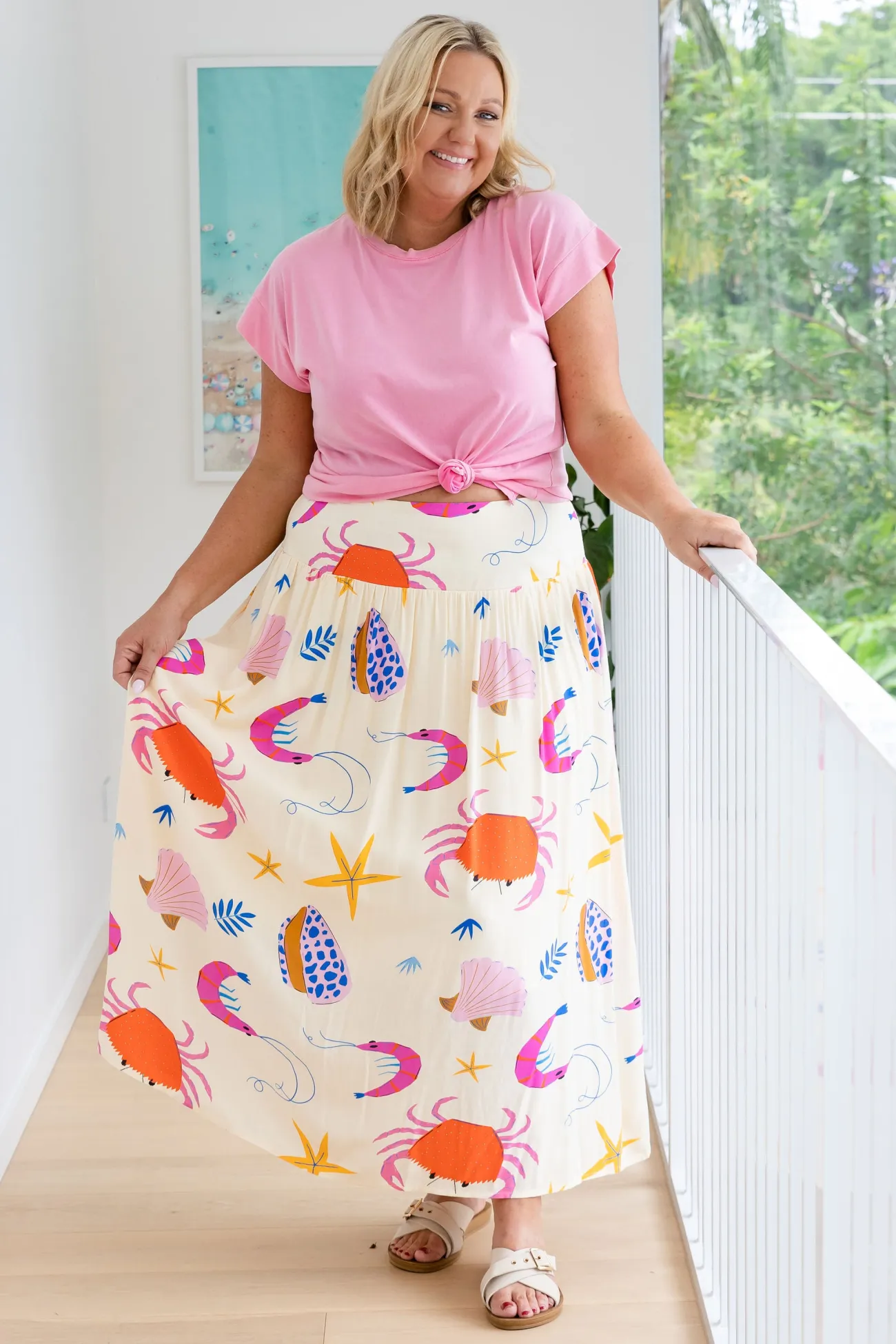 Proud Poppy Clothing Cheshire Bamboo Blend Skirt in Crabby Patty CrabbyPatty New