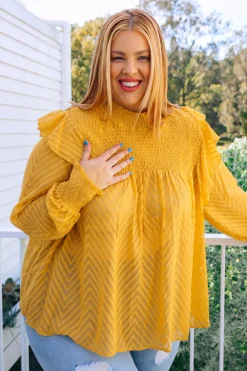 Proud Poppy Clothing Cora Long Sleeve Top in Mustard Clearance