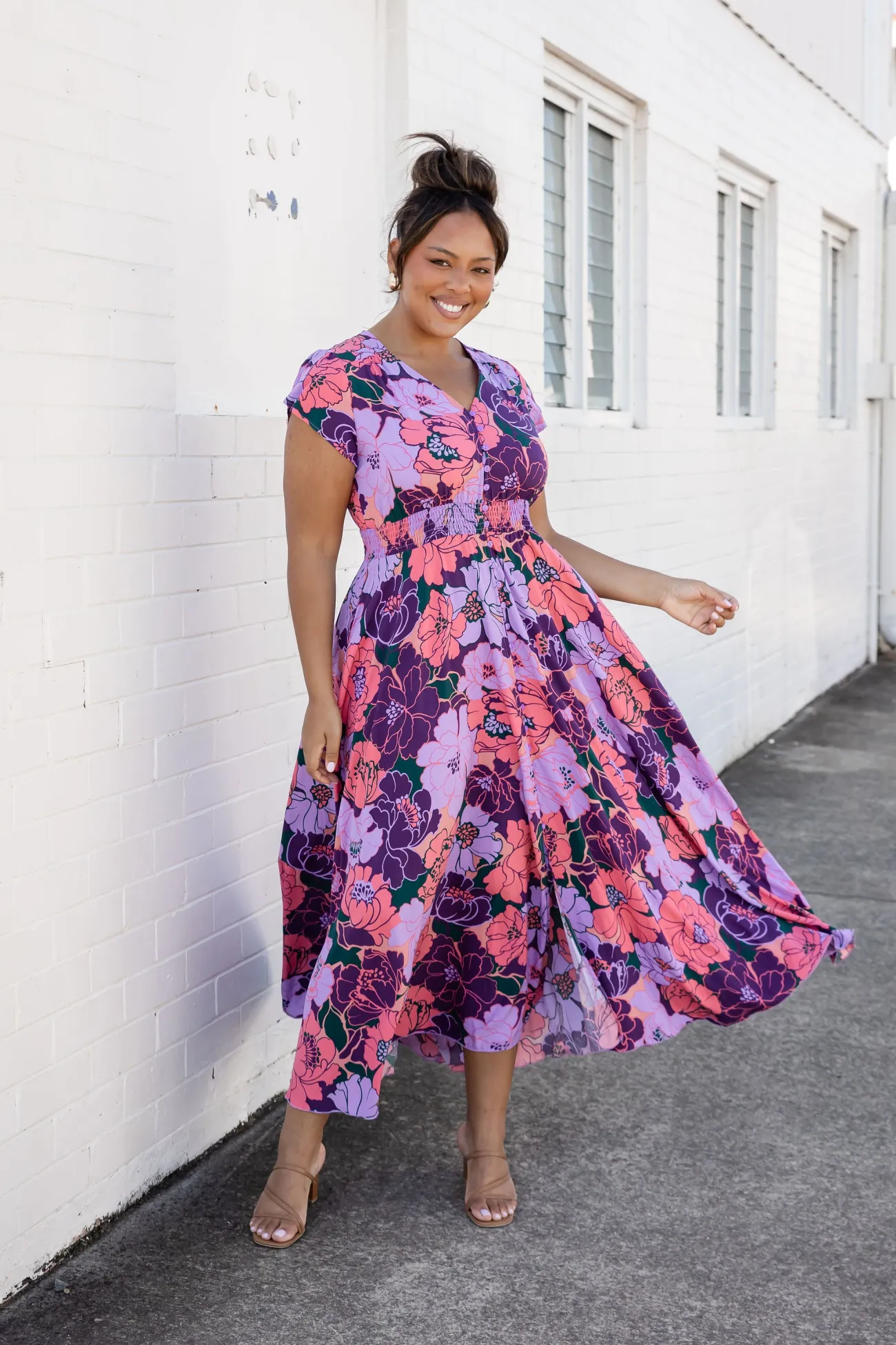Proud Poppy Clothing Ellie Floral Maxi Dress in Purple Hot