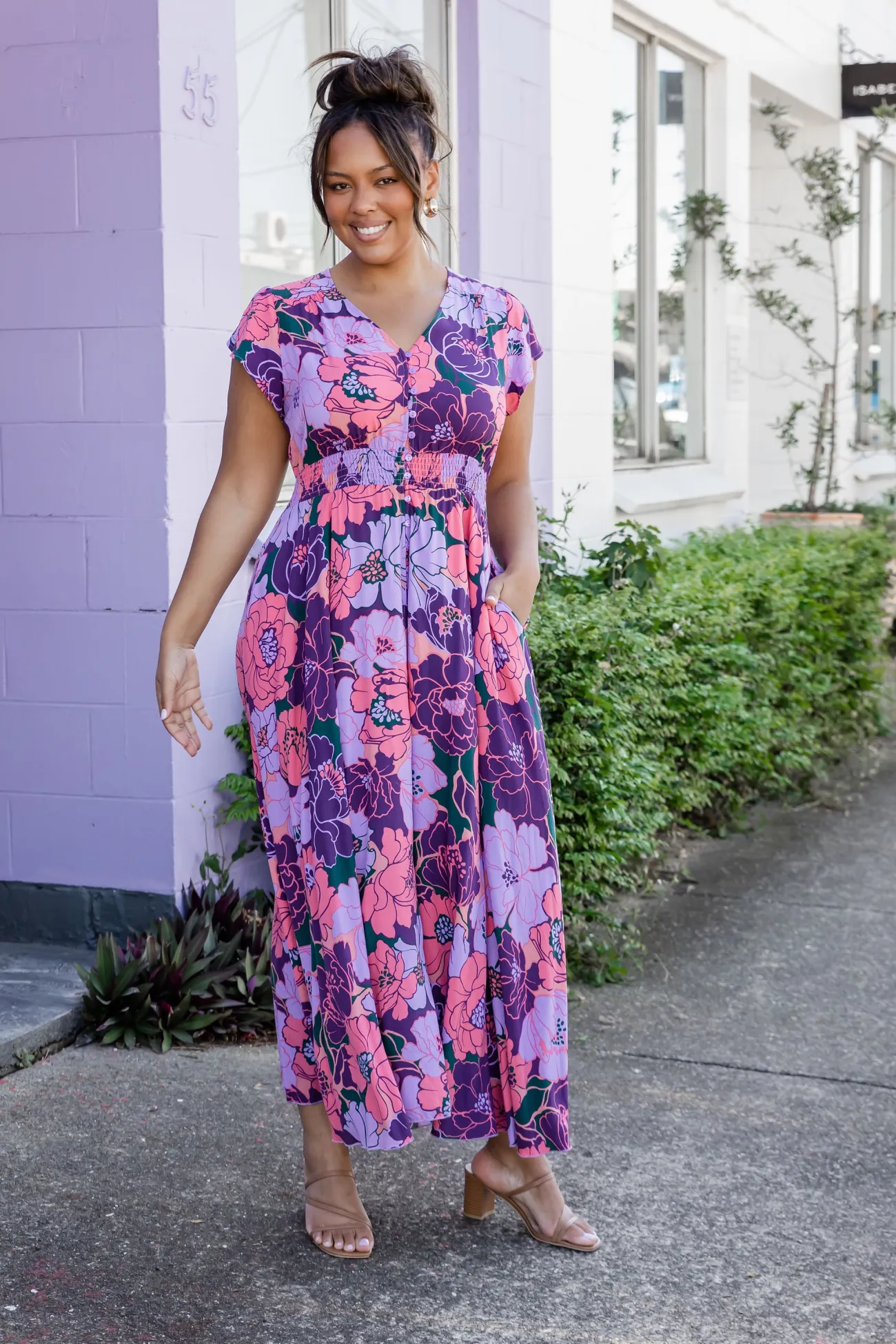 Proud Poppy Clothing Ellie Floral Maxi Dress in Purple Hot