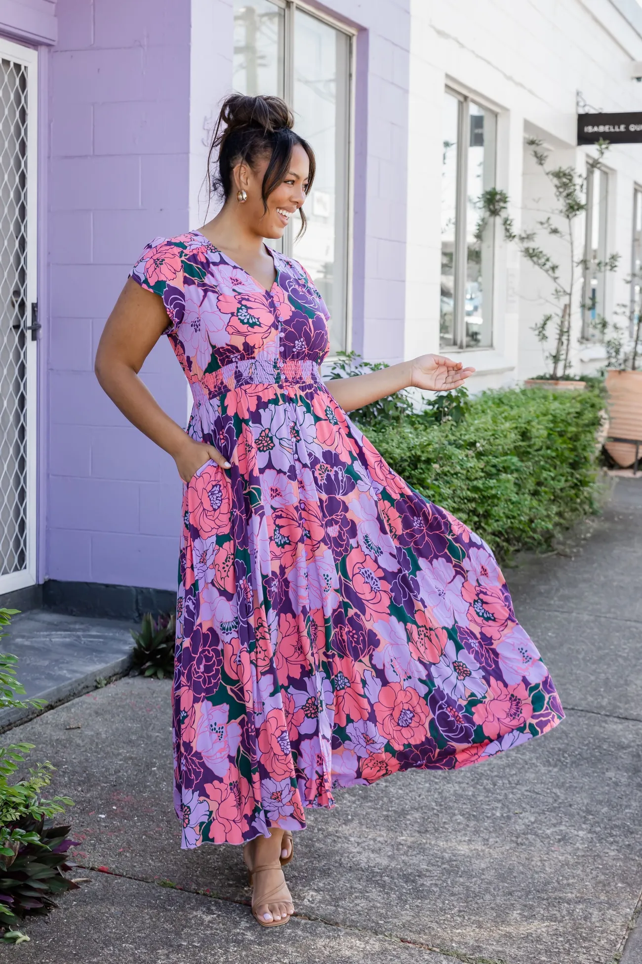 Proud Poppy Clothing Ellie Floral Maxi Dress in Purple Hot