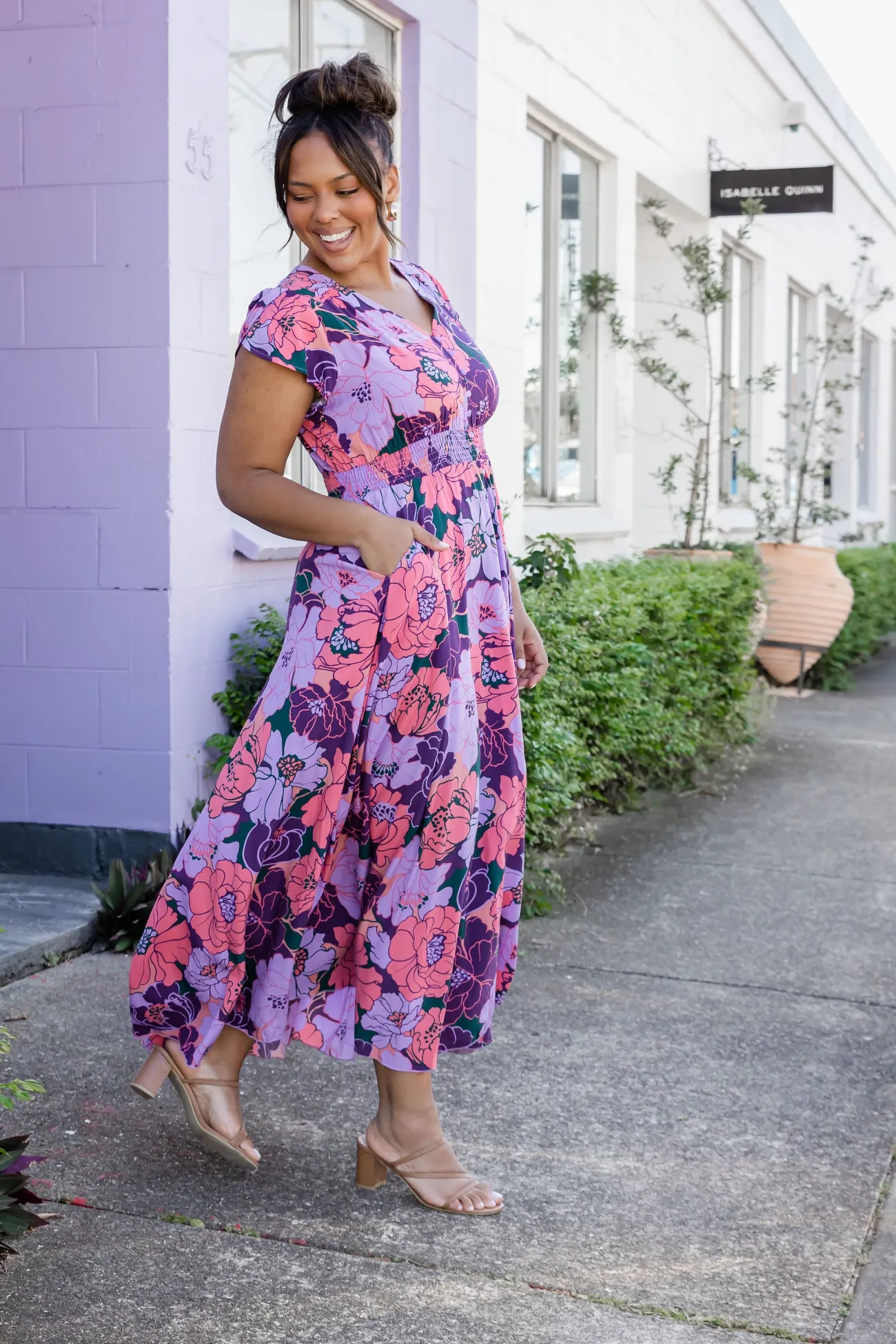 Proud Poppy Clothing Ellie Floral Maxi Dress in Purple Hot