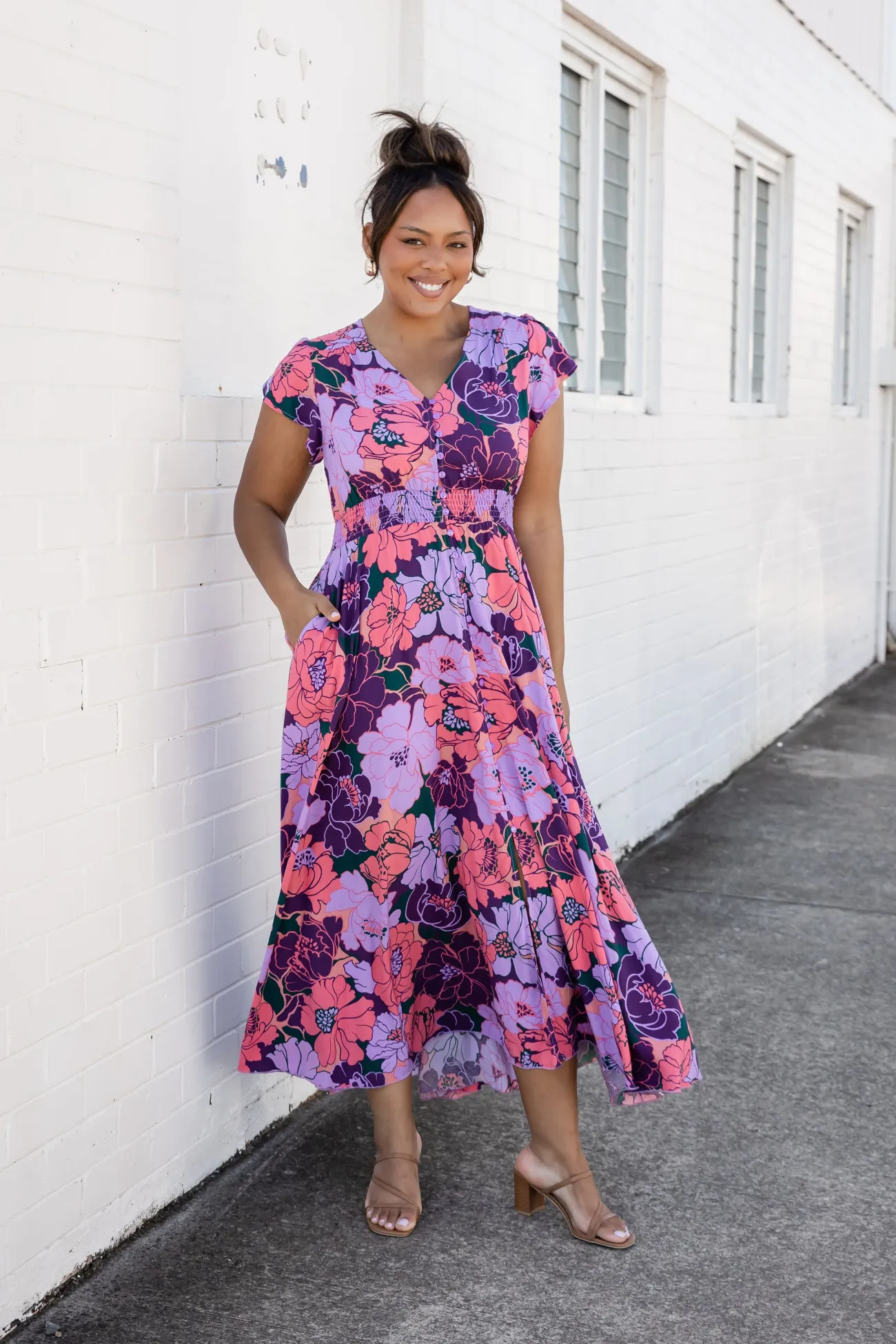 Proud Poppy Clothing Ellie Floral Maxi Dress in Purple Hot