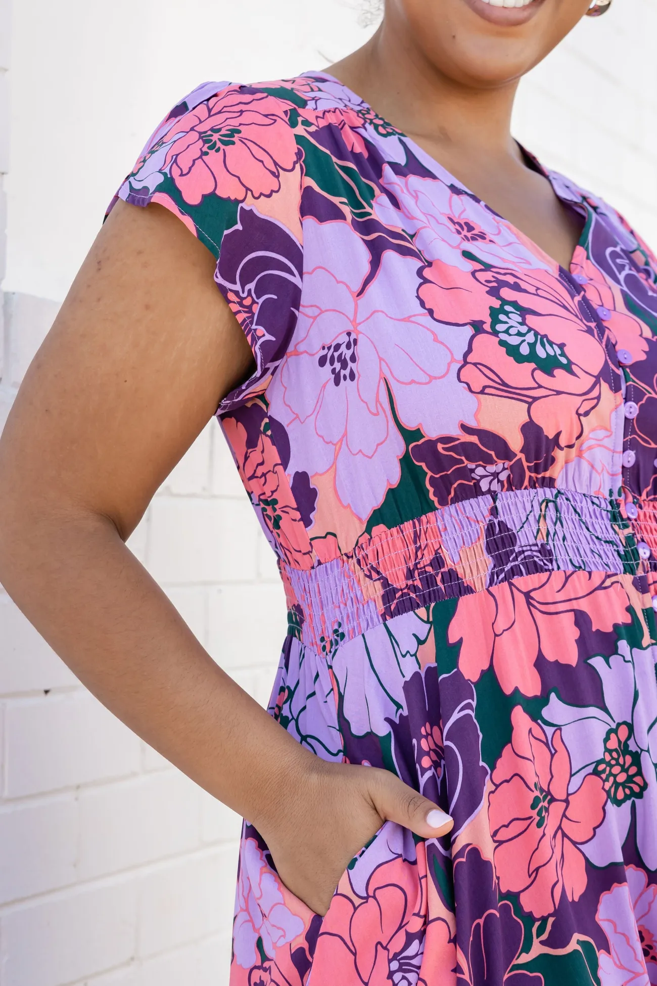Proud Poppy Clothing Ellie Floral Maxi Dress in Purple Hot