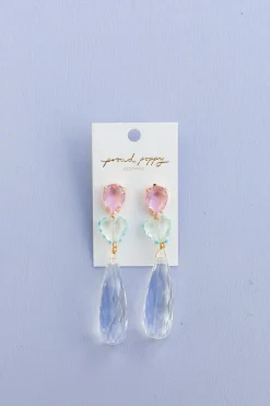 Proud Poppy Clothing Fado Clear Heart Teardrop Earrings length. Best