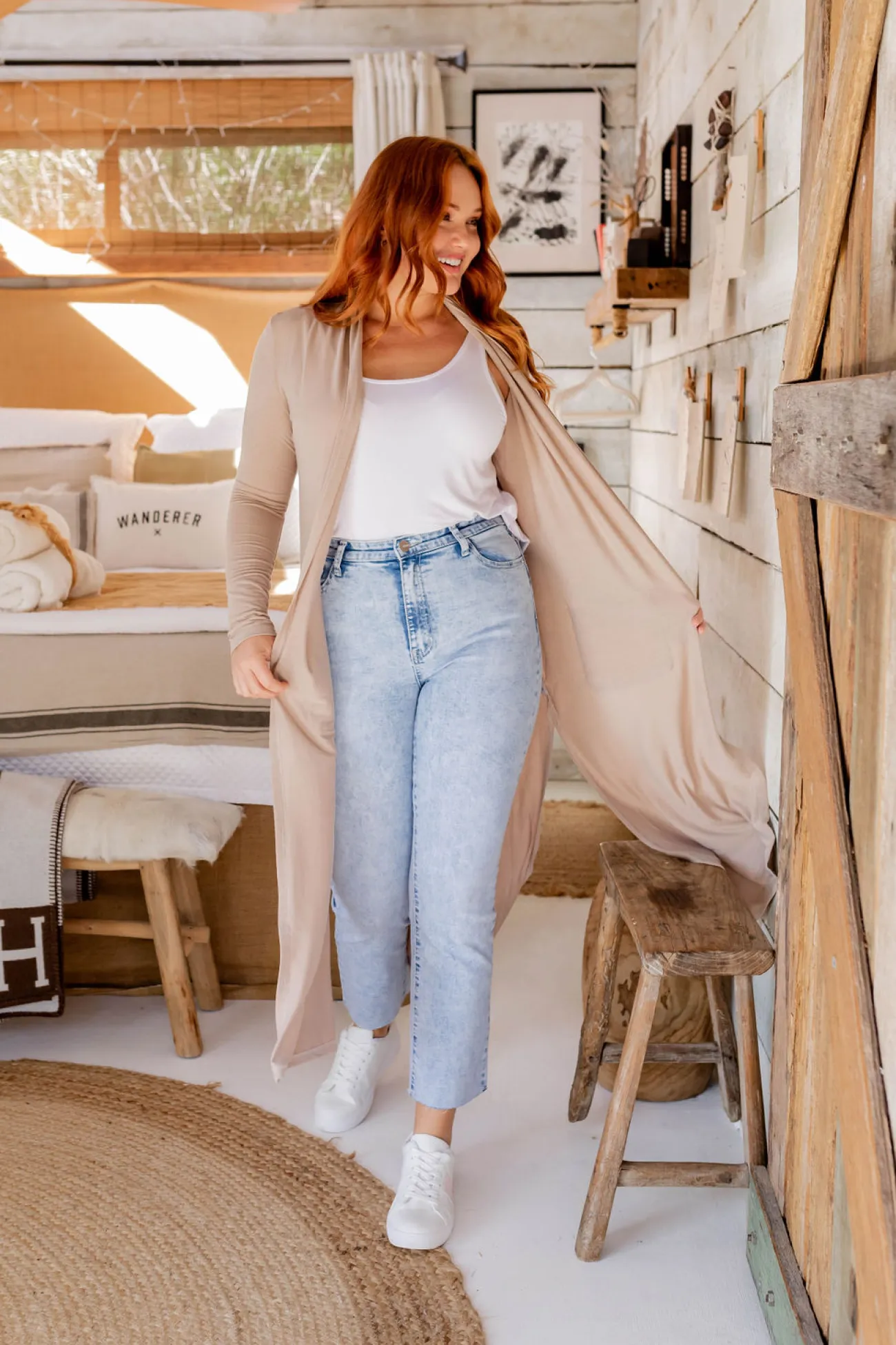 Proud Poppy Clothing Jane Cardigan in Stone Outlet