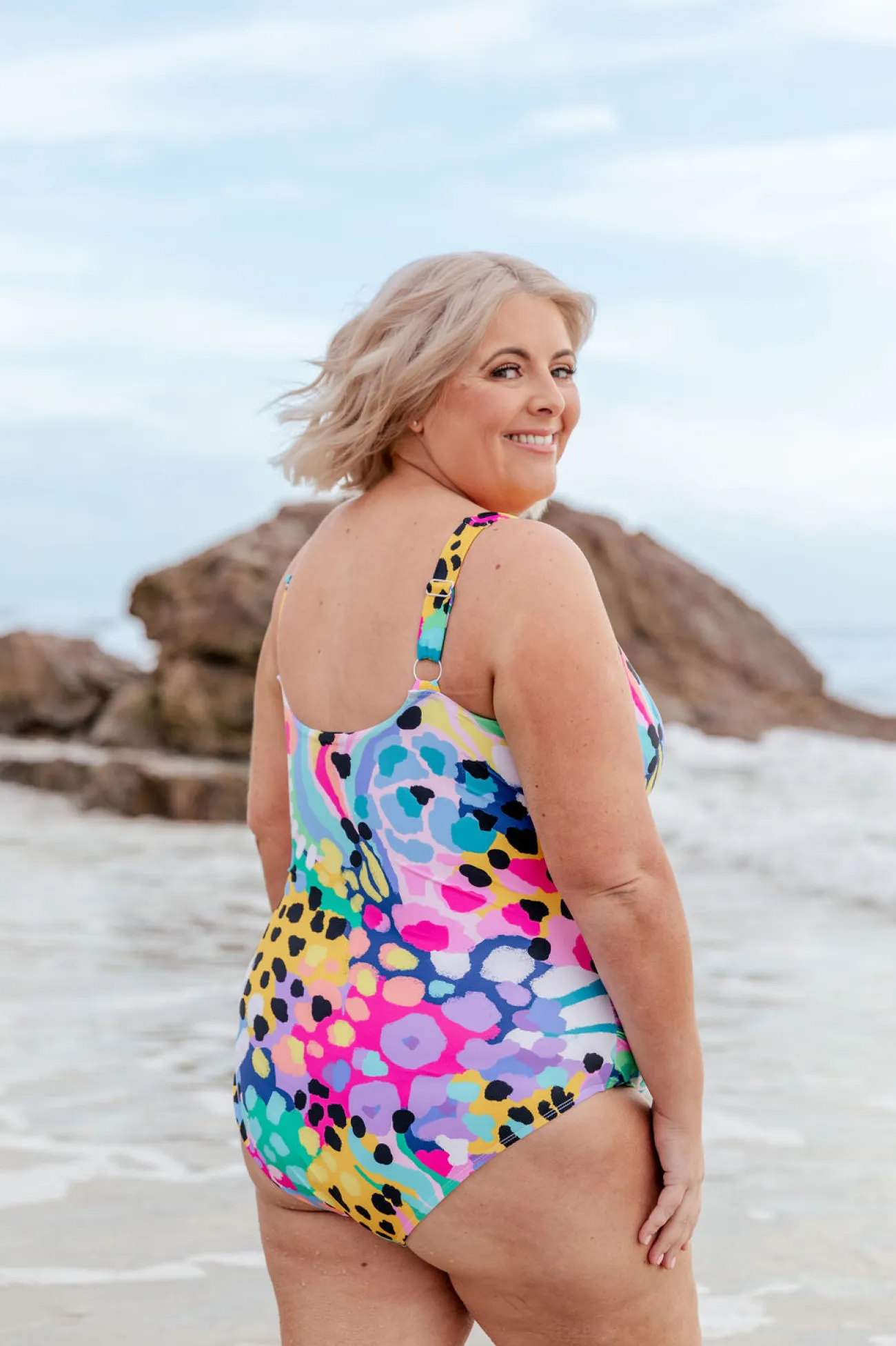 Proud Poppy Clothing Noosa Tie One Piece in Kasey Swim by Kasey Rainbow New