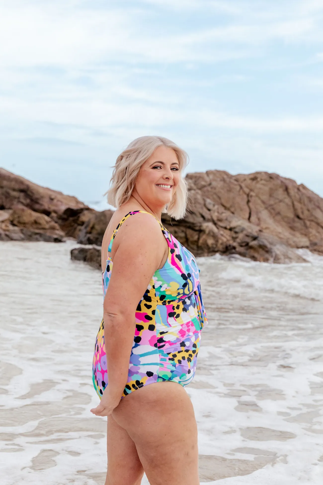 Proud Poppy Clothing Noosa Tie One Piece in Kasey Swim by Kasey Rainbow New
