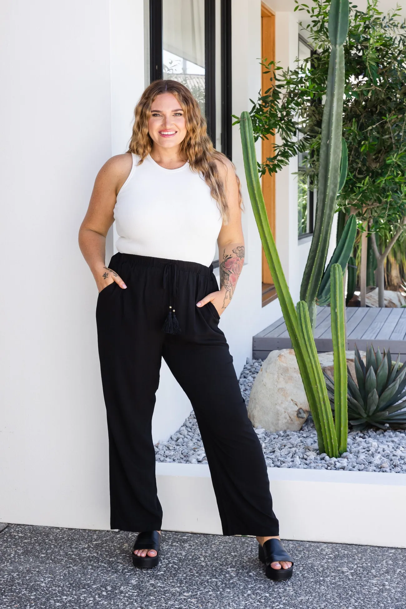 Proud Poppy Clothing Nora Tassel Tie Pants in Black Online