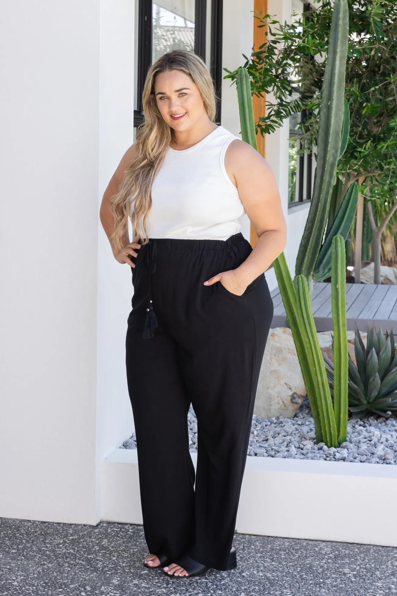 Proud Poppy Clothing Nora Tassel Tie Pants in Black Online