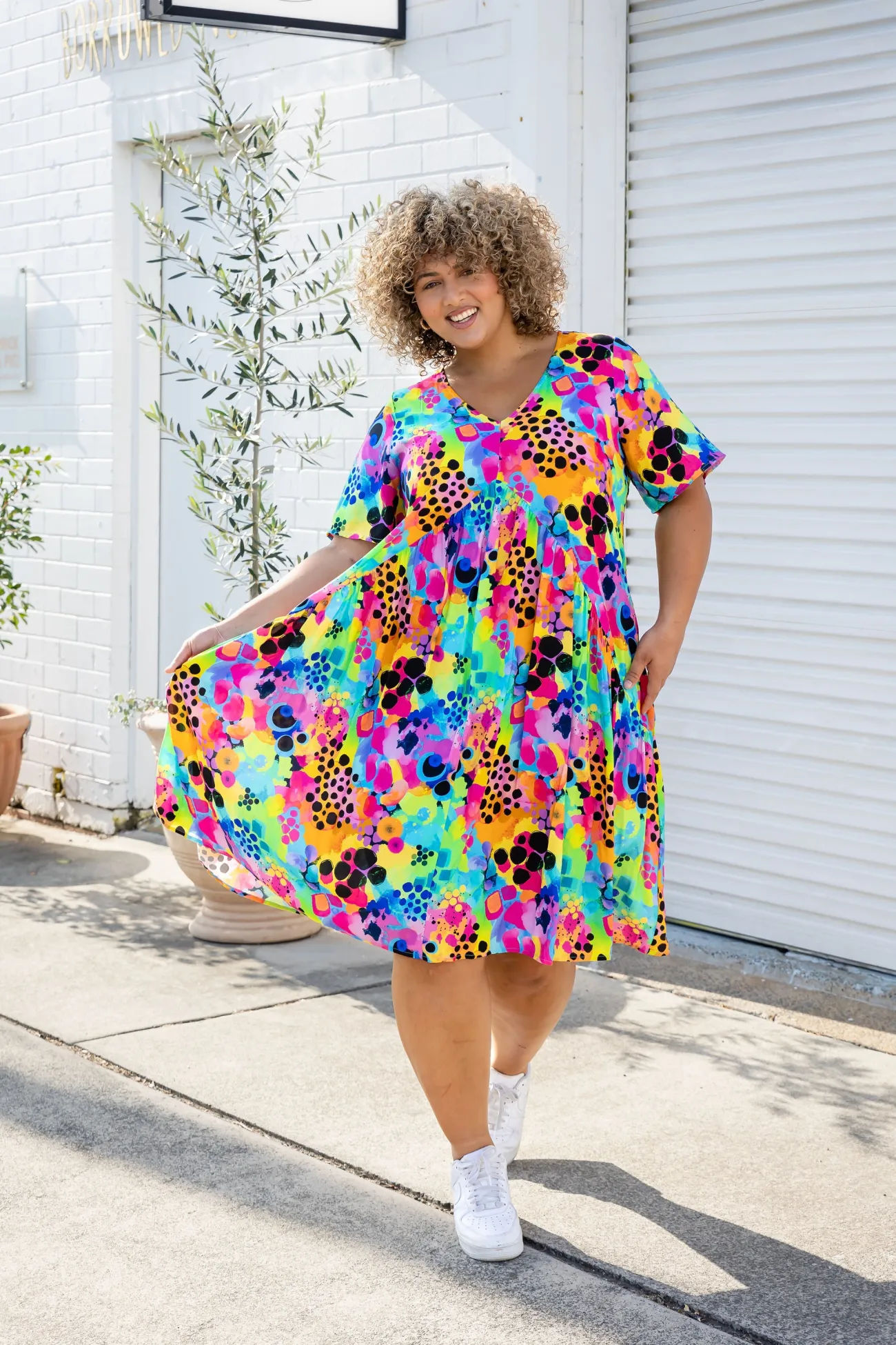 Proud Poppy Clothing Peak Dress in Messy Mind by Kasey Rainbow New