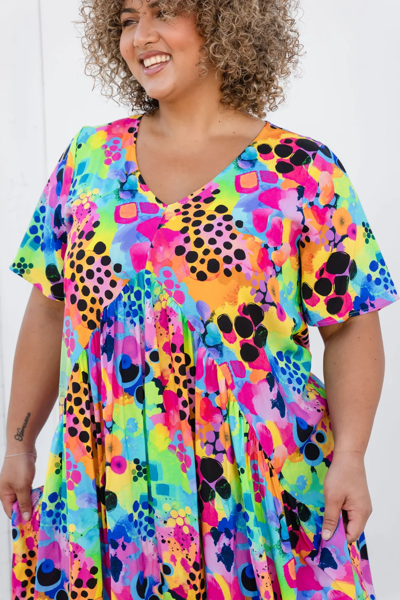 Proud Poppy Clothing Peak Dress in Messy Mind by Kasey Rainbow New