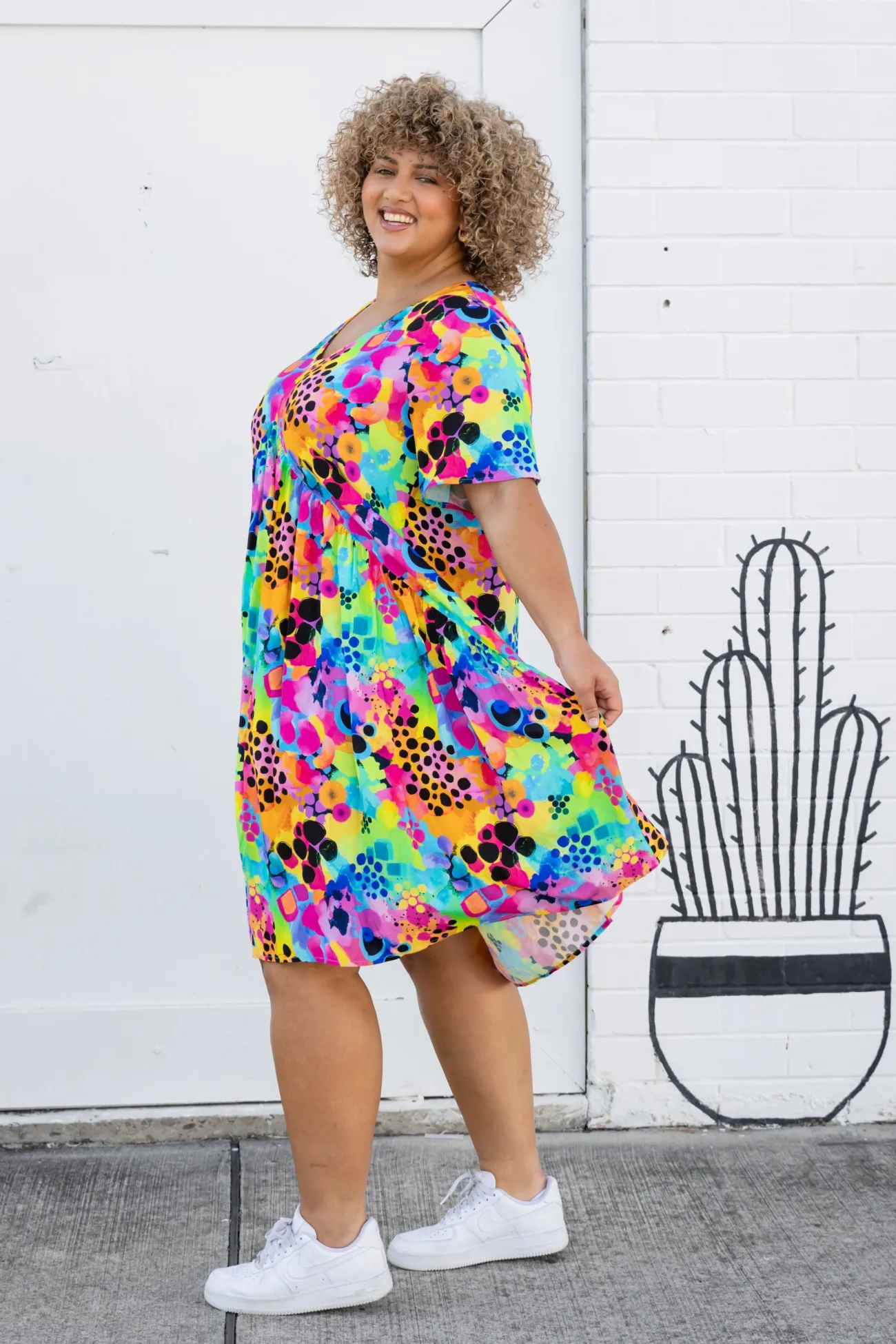 Proud Poppy Clothing Peak Dress in Messy Mind by Kasey Rainbow New