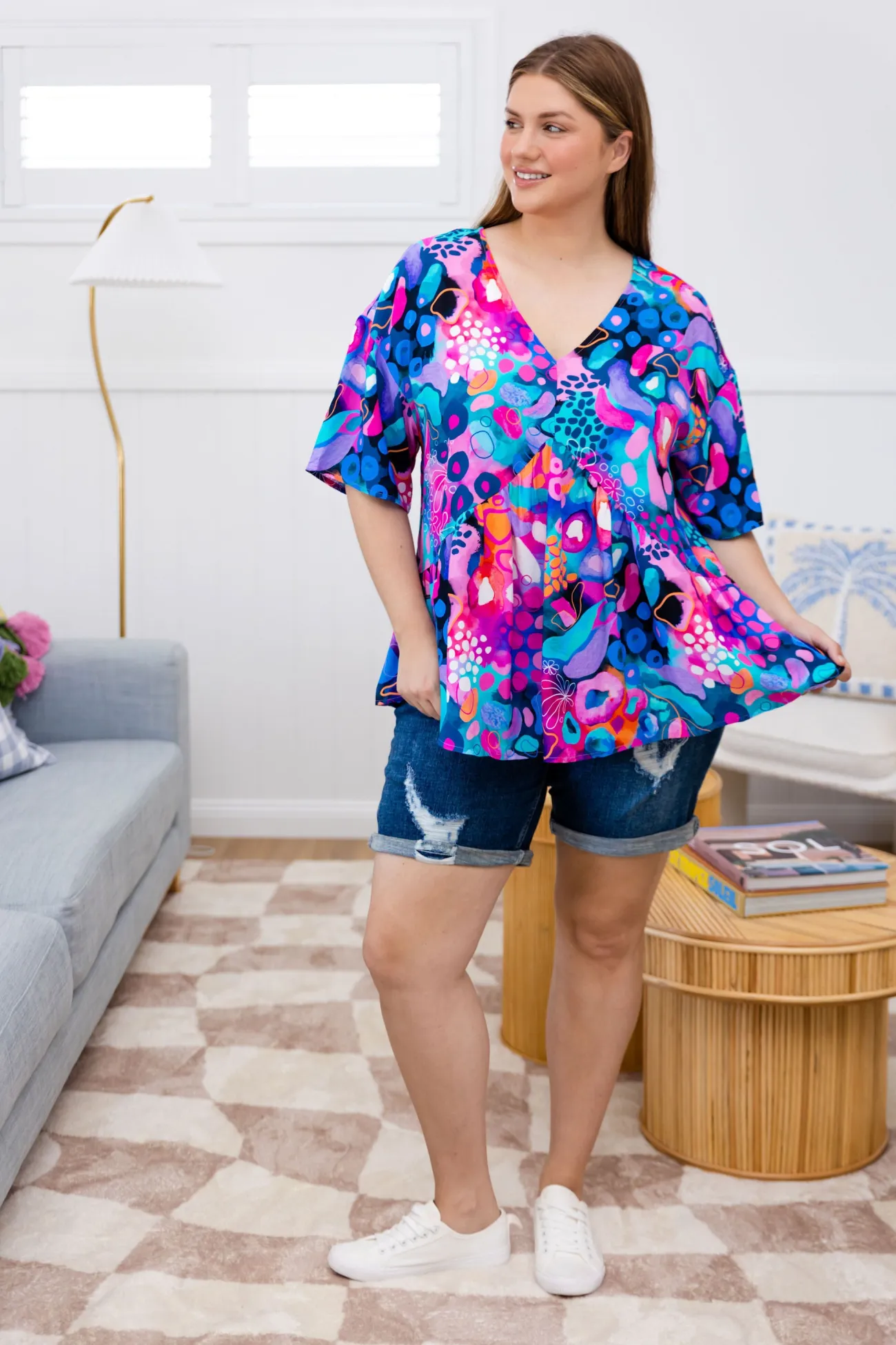Proud Poppy Clothing Peak Top in Midnight Safari by Kasey Rainbow Hot