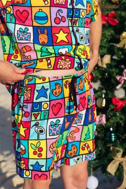 Proud Poppy Clothing Snowman Shirt & Shorts Pyjama Set in Christmas Checkers by Kasey Rainbow Clearance