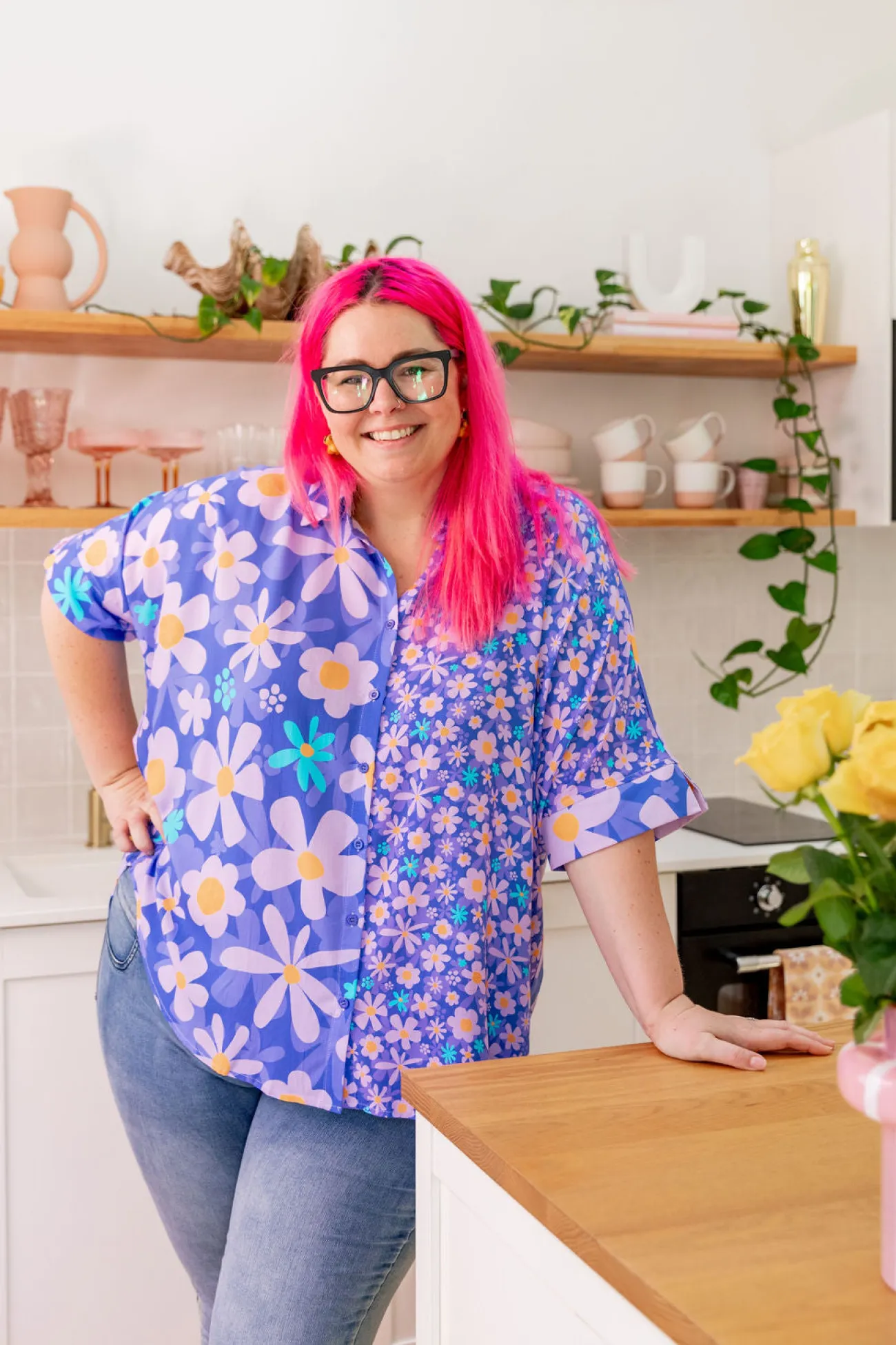 Proud Poppy Clothing Tammin Shirt in Lilac Daisies Online