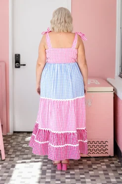 Proud Poppy Clothing Allegra Maxi Dress in Gingham Mix GinghamMix Discount