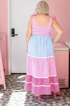 Proud Poppy Clothing Allegra Maxi Dress in Gingham Mix GinghamMix Discount