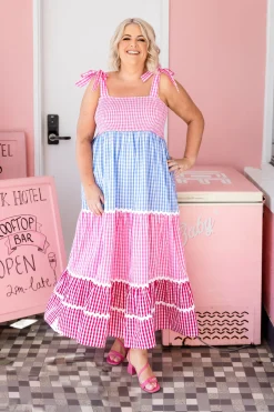 Proud Poppy Clothing Allegra Maxi Dress in Gingham Mix GinghamMix Discount