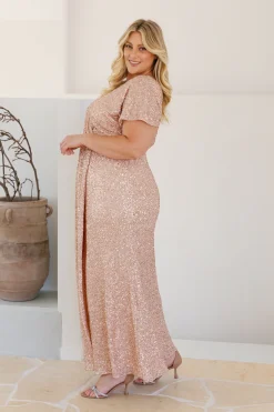 Proud Poppy Clothing Arabella Sequin Maxi Dress in Light Bronze Sale