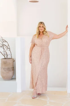 Proud Poppy Clothing Arabella Sequin Maxi Dress in Light Bronze Sale