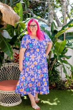 Proud Poppy Clothing Bonnie Dress in Lilac Daisies LilacDaisies New