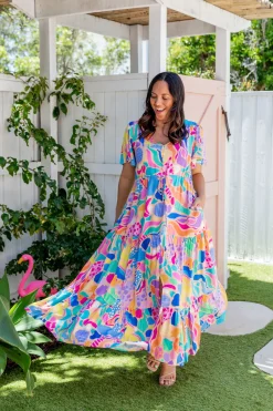Proud Poppy Clothing Bonnie Dress in Peachy Keen by Kasey Rainbow New