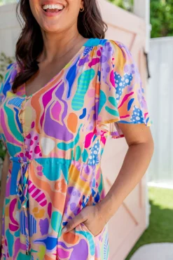 Proud Poppy Clothing Bonnie Dress in Peachy Keen by Kasey Rainbow New