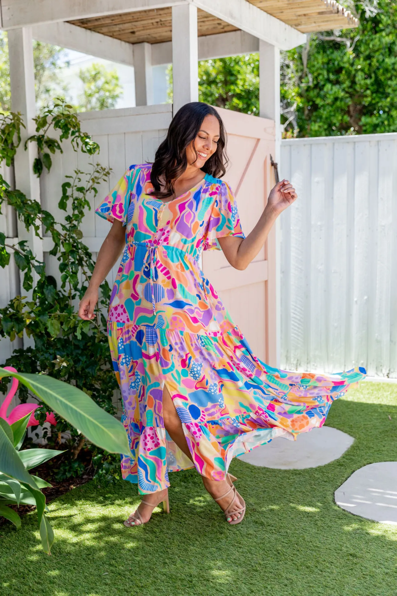 Proud Poppy Clothing Bonnie Dress in Peachy Keen by Kasey Rainbow New