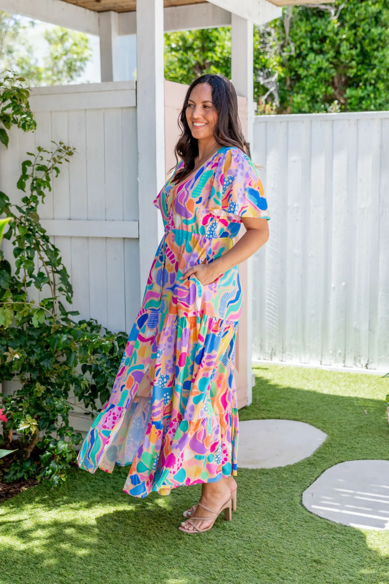Proud Poppy Clothing Bonnie Dress in Peachy Keen by Kasey Rainbow New