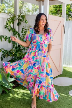 Proud Poppy Clothing Bonnie Dress in Peachy Keen by Kasey Rainbow New