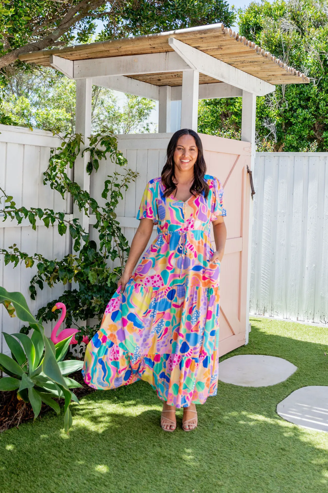 Proud Poppy Clothing Bonnie Dress in Peachy Keen by Kasey Rainbow New