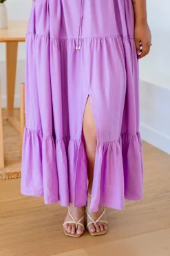 Proud Poppy Clothing Bonnie Linen Blend Dress in Berry Fashion