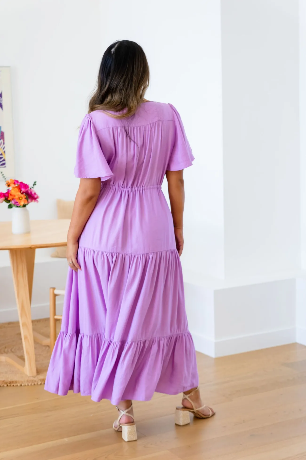 Proud Poppy Clothing Bonnie Linen Blend Dress in Berry Fashion