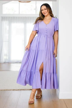 Proud Poppy Clothing Bonnie Linen Blend Maxi Dress in Lavender Best