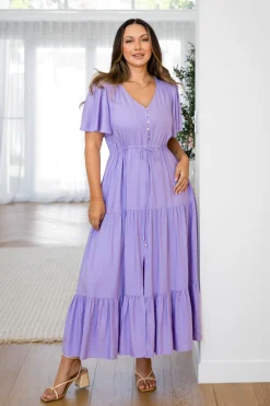 Proud Poppy Clothing Bonnie Linen Blend Maxi Dress in Lavender Best