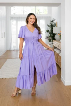 Proud Poppy Clothing Bonnie Linen Blend Maxi Dress in Lavender Best