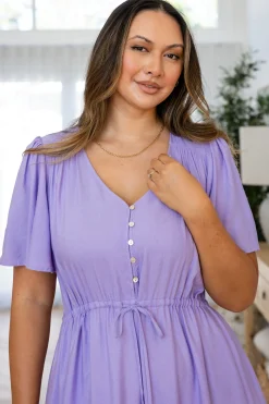 Proud Poppy Clothing Bonnie Linen Blend Maxi Dress in Lavender Best