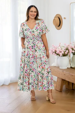 Proud Poppy Clothing Bonnie Linen Blend Maxi Dress in Rose Fleur RoseFleur Online