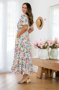 Proud Poppy Clothing Bonnie Linen Blend Maxi Dress in Rose Fleur RoseFleur Online