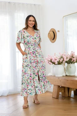 Proud Poppy Clothing Bonnie Linen Blend Maxi Dress in Rose Fleur RoseFleur Online