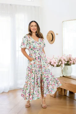 Proud Poppy Clothing Bonnie Linen Blend Maxi Dress in Rose Fleur RoseFleur Online