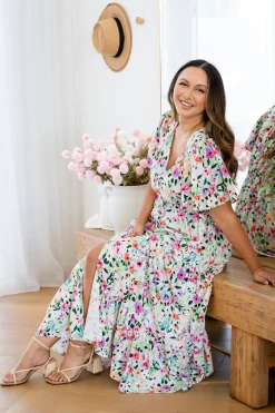 Proud Poppy Clothing Bonnie Linen Blend Maxi Dress in Rose Fleur RoseFleur Online