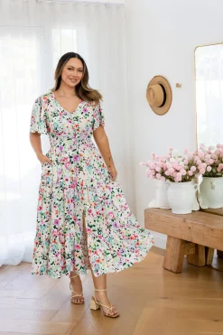 Proud Poppy Clothing Bonnie Linen Blend Maxi Dress in Rose Fleur RoseFleur Online
