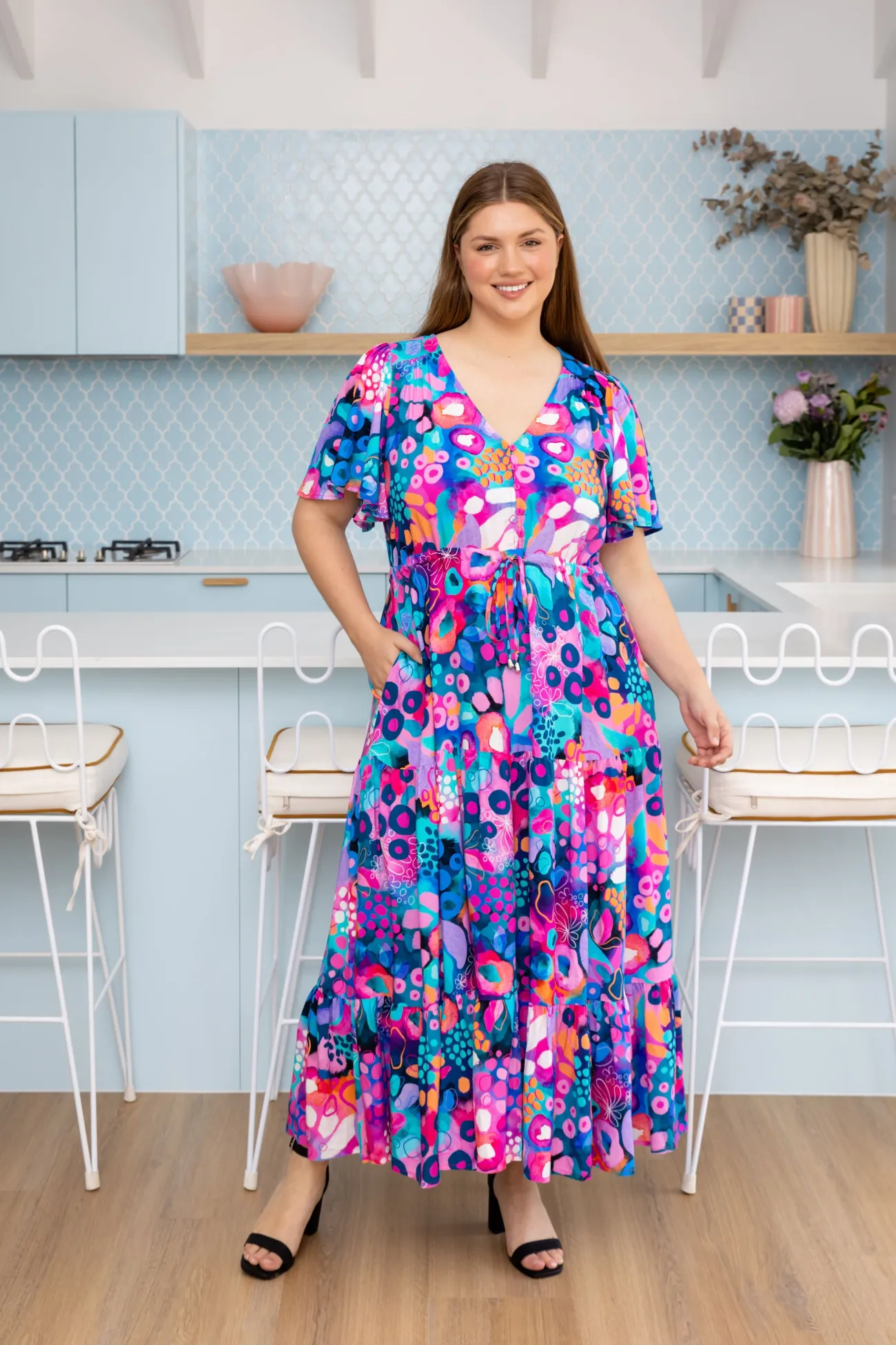 Proud Poppy Clothing Bonnie Maxi Dress in Midnight Safari by Kasey Rainbow Sale