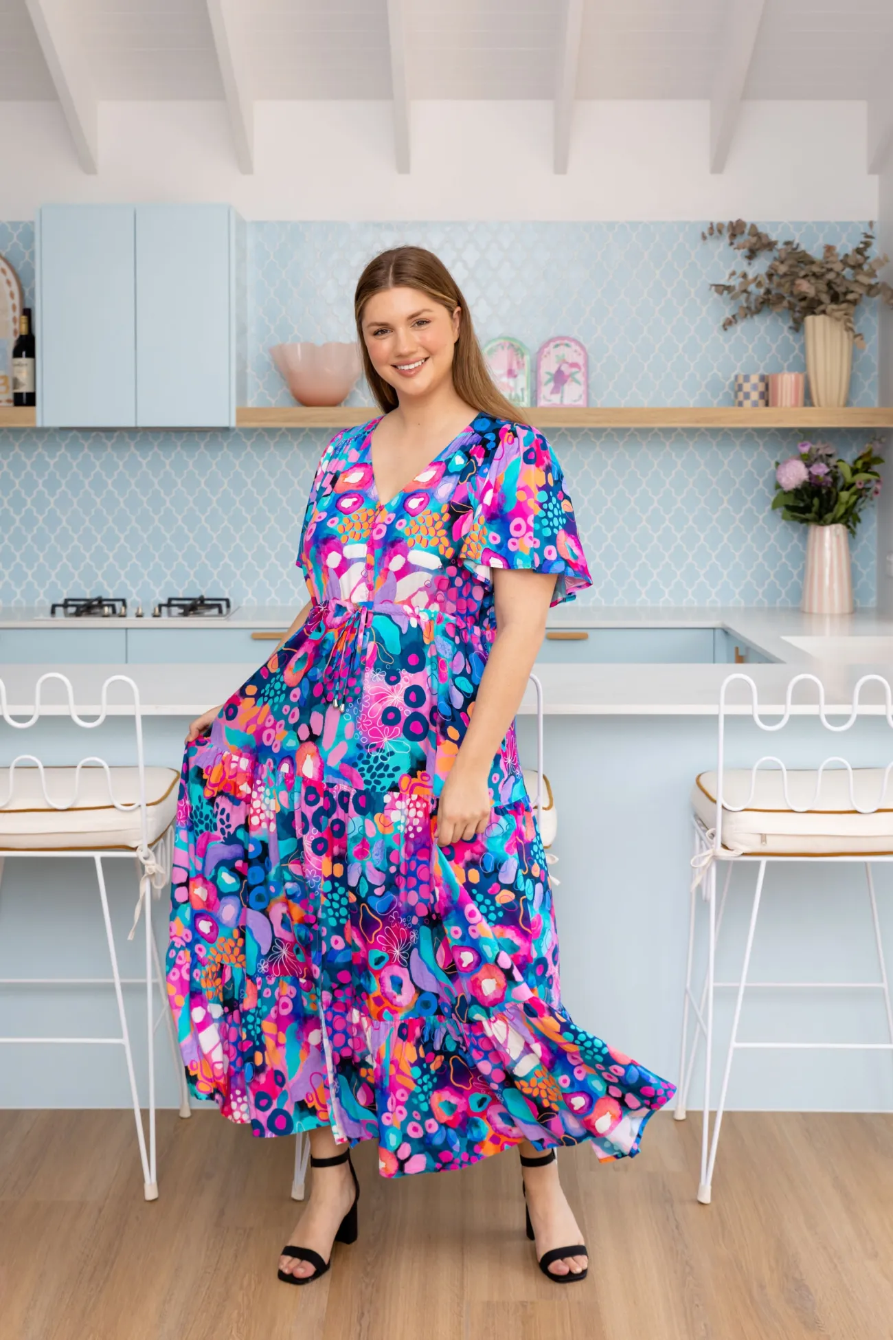 Proud Poppy Clothing Bonnie Maxi Dress in Midnight Safari by Kasey Rainbow Sale