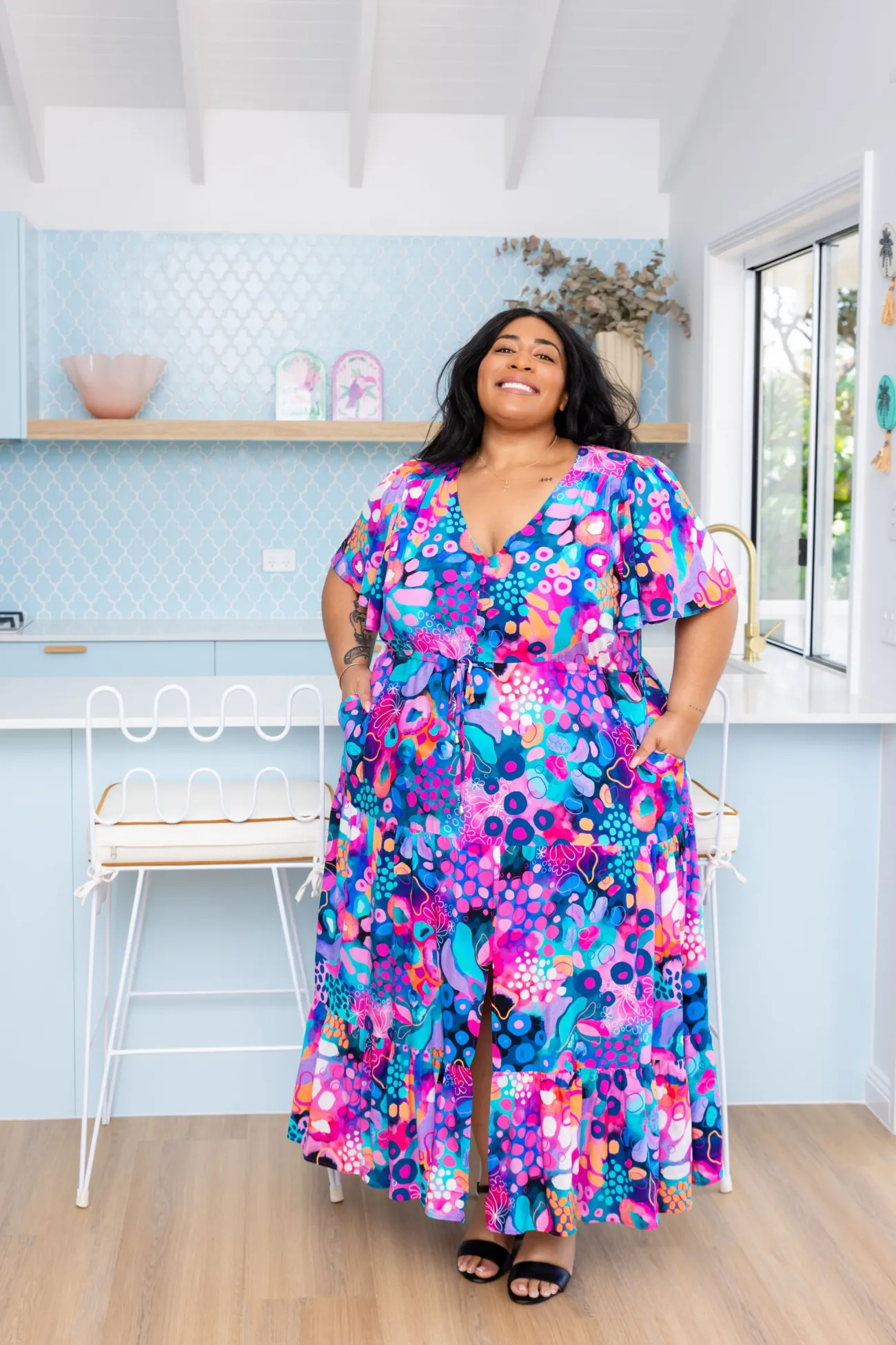 Proud Poppy Clothing Bonnie Maxi Dress in Midnight Safari by Kasey Rainbow Sale