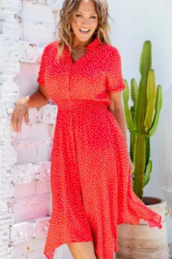 Proud Poppy Clothing Cameron Dress in Red & White Red&White Clearance