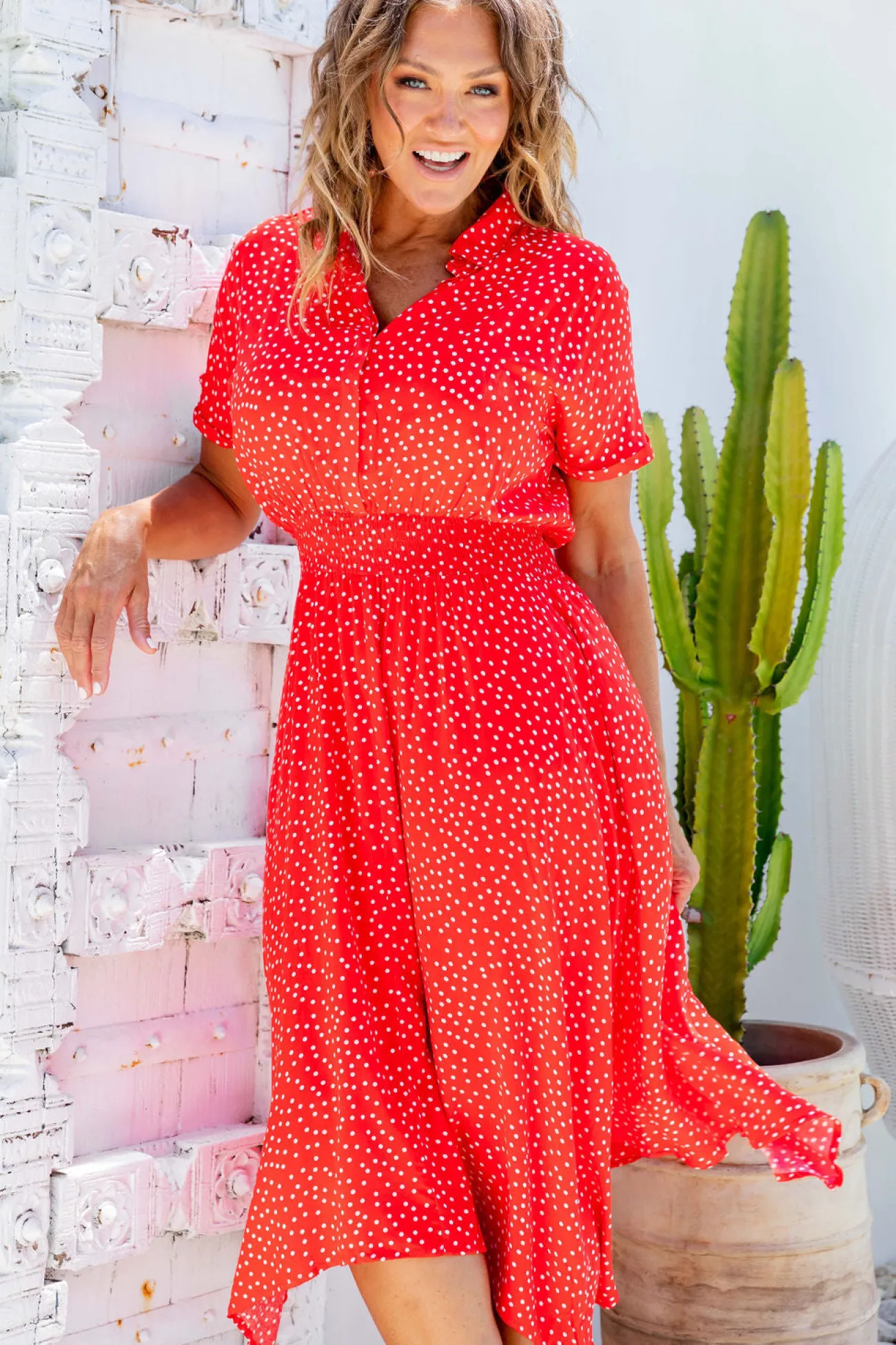 Proud Poppy Clothing Cameron Dress in Red & White Red&White Clearance
