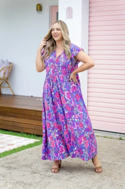 Proud Poppy Clothing Carmody Purple Floral Maxi Dress Clearance